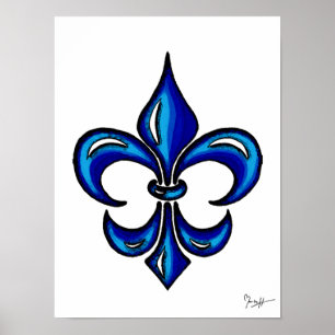 Poster Fleur de Lis en bleu