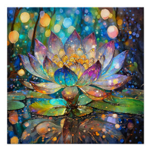Poster Fleur de lotus en fleurs illuminée