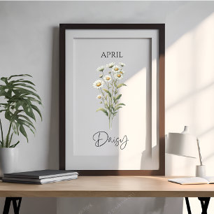 Poster Fleur de marguerite du mois d'avril de naissance