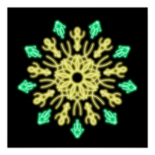 Poster Fleur de néon jaune et vert