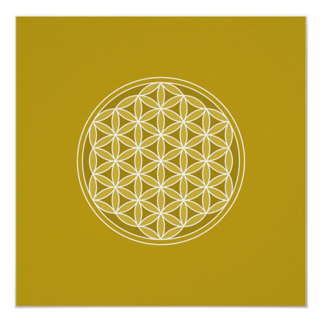 Poster Fleur de vie Motif - Golds & White (Devant)