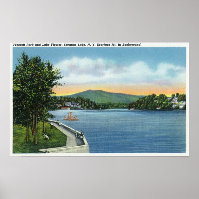 Poster Fleur du lac, mont Scarface à distance (Devant)