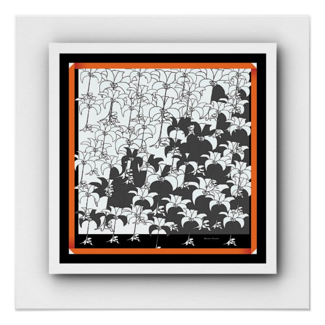 Poster Fleur Florale Noir Blanc (Devant)