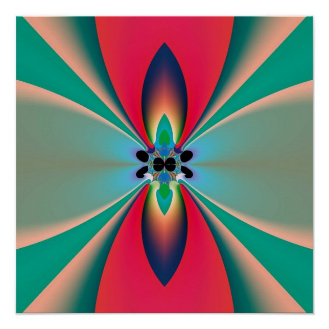 Poster Fleur Funky Art Abstrait (Devant)