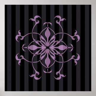 Poster Fleur gothique violette sur bandes foncées