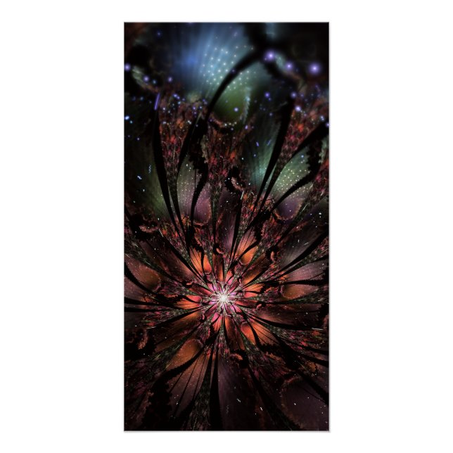 Poster Fleur imaginaire fractale douce et tendresse (Devant)