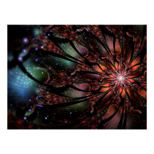 Poster Fleur imaginaire fractale douce et tendresse