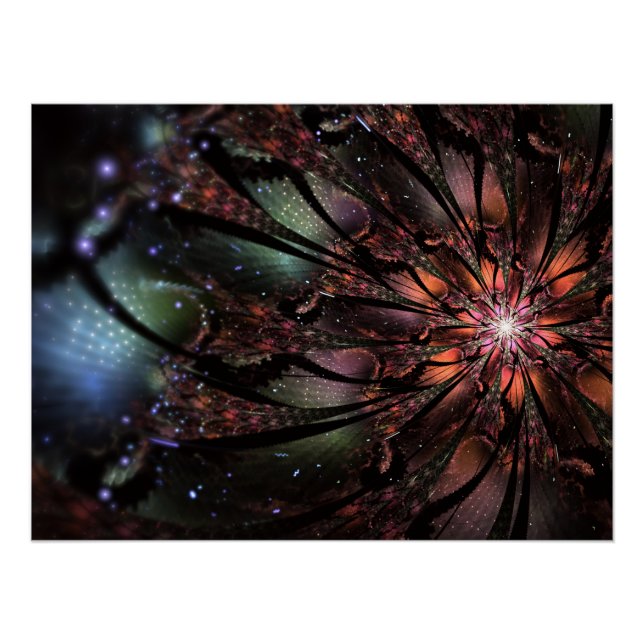 Poster Fleur imaginaire fractale douce et tendresse (Devant)