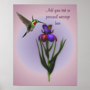 Poster Fleur Iris de colibri personnalisée