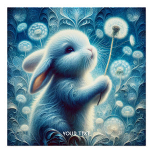 Poster Fleur lapin de lapin mignonne Imaginaire