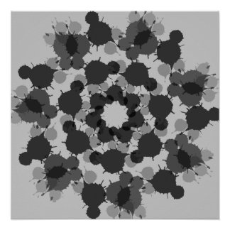 Poster Fleur noire et grise Abstraite