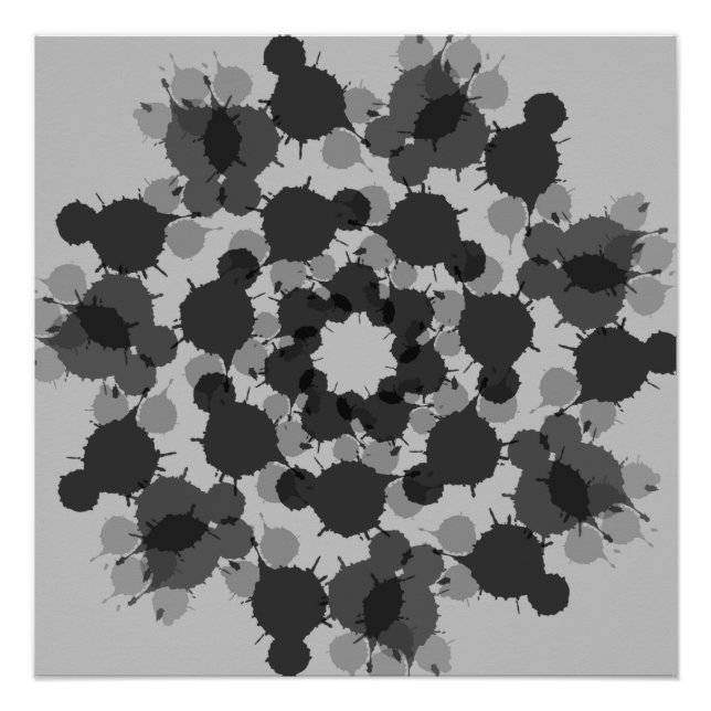 Poster Fleur noire et grise Abstraite (Devant)