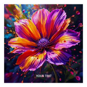 Poster Fleur orange violet mignonne Imaginaire
