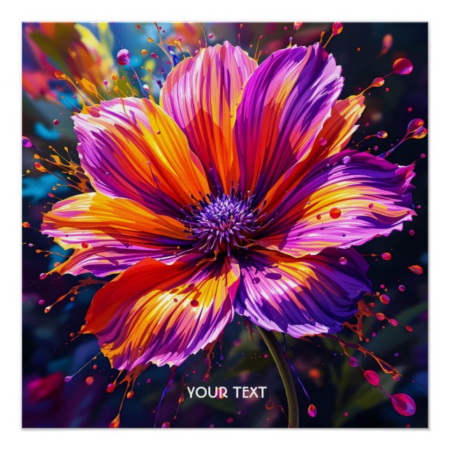 Poster Fleur orange violet mignonne Imaginaire (Devant)