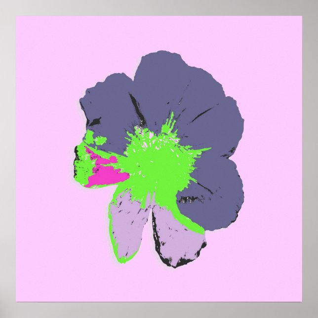 Poster Fleur PopArt/Splash couleur (Devant)