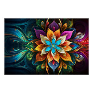 Poster Fleur Rainbow Mandala