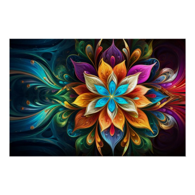 Poster Fleur Rainbow Mandala (Devant)