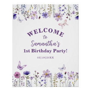 Poster Fleur sauvage aquarelle Jardin 1er anniversaire Bi