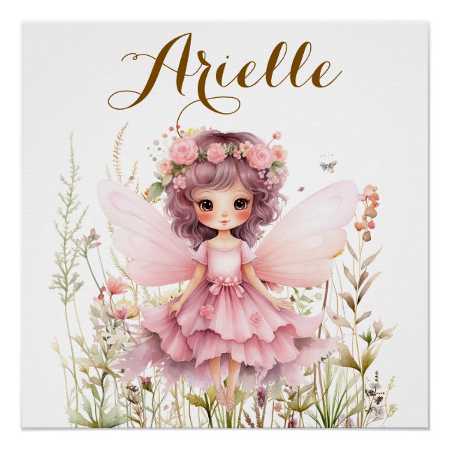 Poster Fleur sauvage de fée fantastique pastel brillant (Devant)