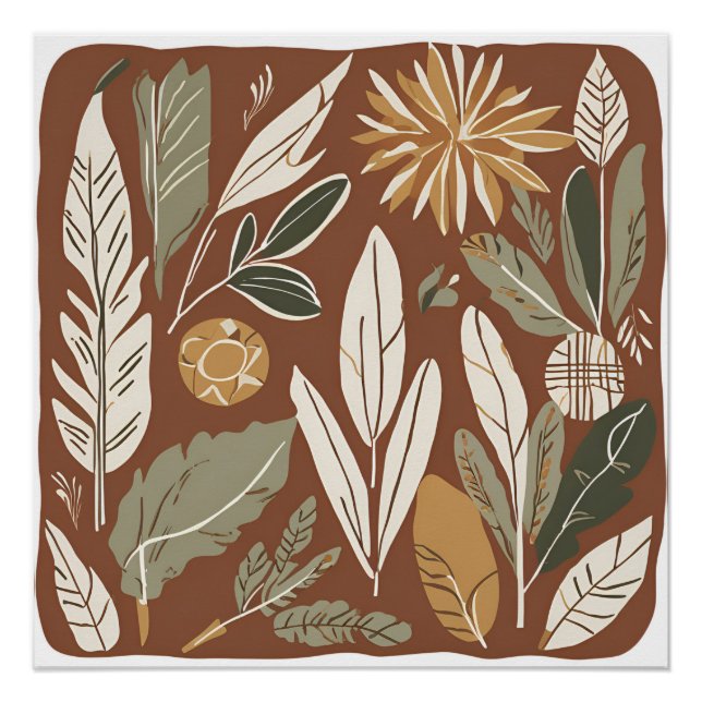 Poster Fleur sauvage en terre cuite Boho Rustique Spring  (Devant)