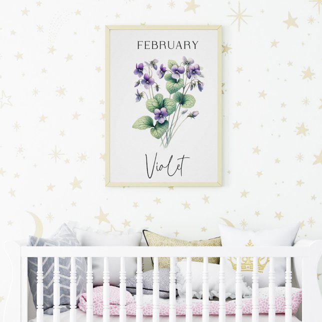 Poster Fleur violette du mois de février de naissance (Créateur téléchargé)