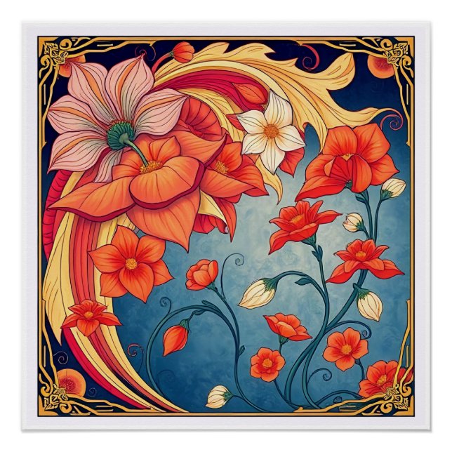 Poster Fleurs Art nouveau (Devant)