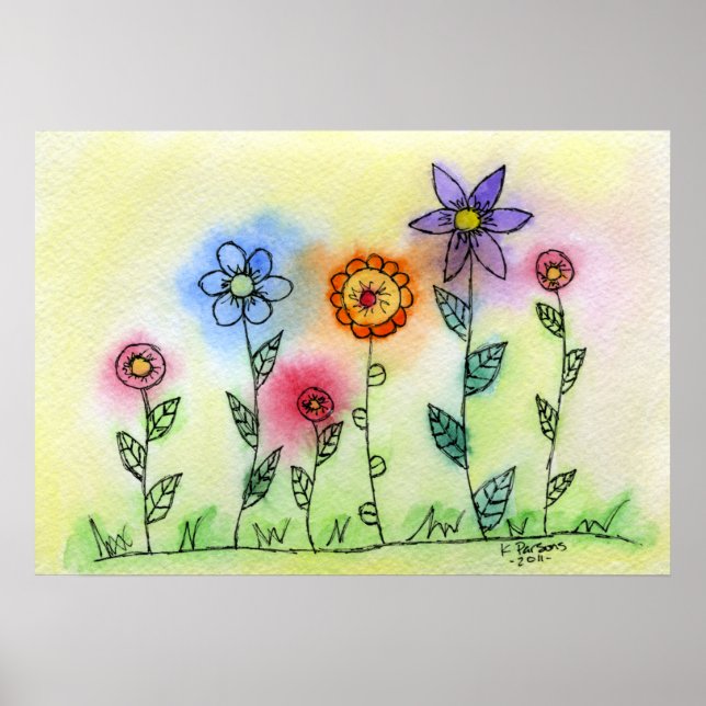 Poster Fleurs avec Halos (Devant)