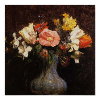 Poster Fleurs Camelias et Tulipes, art