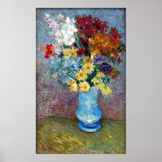 Poster Fleurs dans un vase bleu de Vincent van Gogh