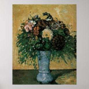 Poster Fleurs dans un Vase Bleu par Paul Cezanne Art Vint