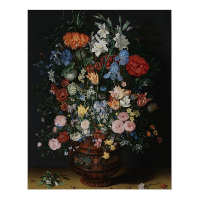 Poster Fleurs dans un Vase - Jan Brueghel (Devant)