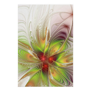 Poster Fleurs de fantaisie fractale douces et tendres