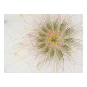 Poster Fleurs de fantaisie fractale douces et tendres
