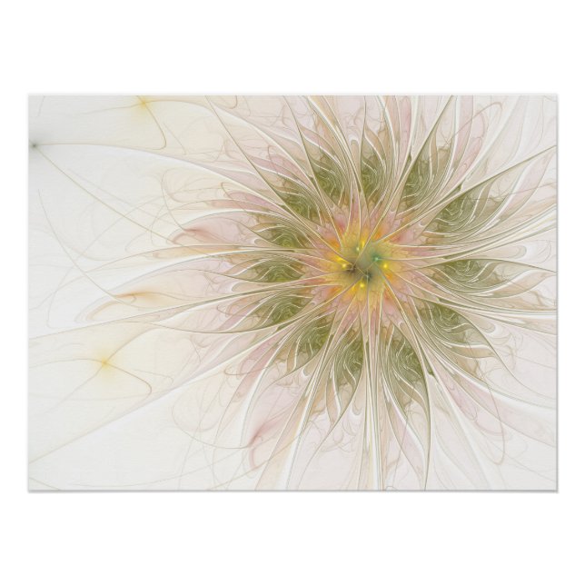 Poster Fleurs de fantaisie fractale douces et tendres (Devant)