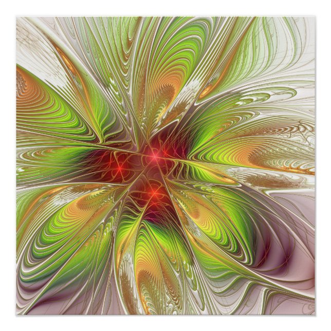 Poster Fleurs de fantasie fractale douces et tendres (Devant)