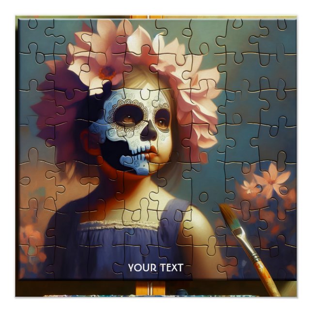Poster Fleurs de fille de puzzle mignonnes de fantaisie (Devant)