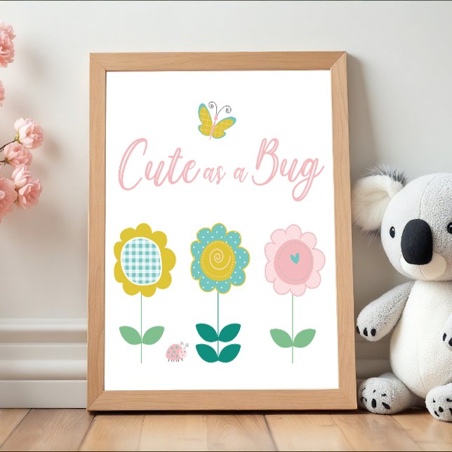 Poster Fleurs de printemps Papillon rose Chambre de bébé (Créateur téléchargé)
