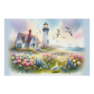 Poster Fleurs de printemps par Lighthouse Coastal Cottage