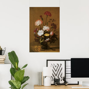 Poster Fleurs de vase de style baroque vintage, nature mo