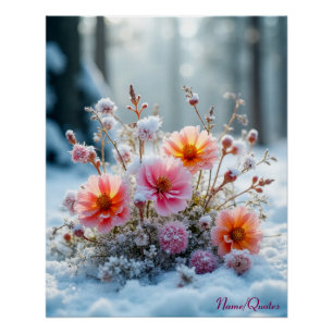 Poster Fleurs d'hiver dans la neige – Sérénité florale do
