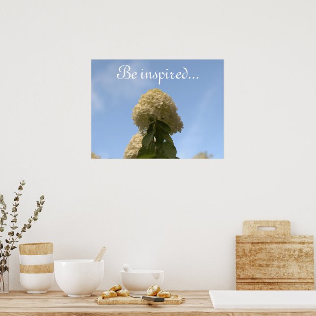 Poster Fleurs d'Hydrangea Ciel Bleu (Cuisine)