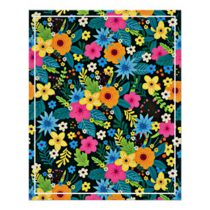 Poster Fleurs Ditsy Vibrantes Motif Floral-43785