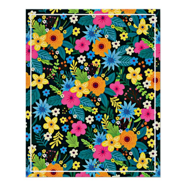 Poster Fleurs Ditsy Vibrantes Motif Floral-43785 (Devant)