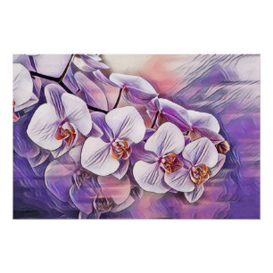 Poster Fleurs d'orchidées mignonnes rose violet tirant