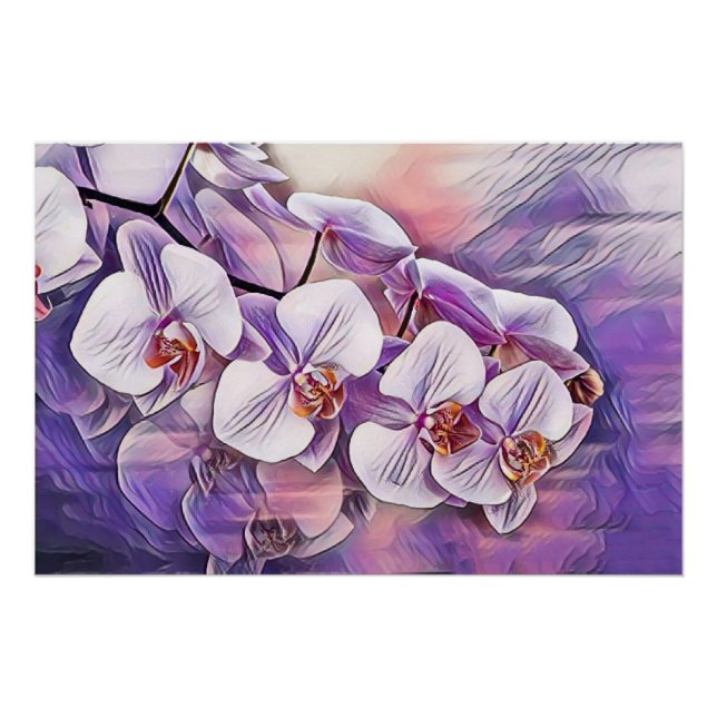 Poster Fleurs d'orchidées mignonnes rose violet tirant (Devant)