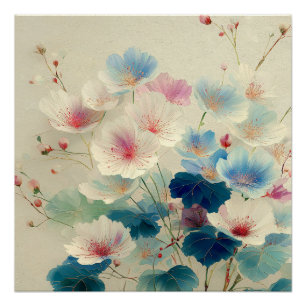 Poster Fleurs en fleurs – Art botanique pastel doux #1