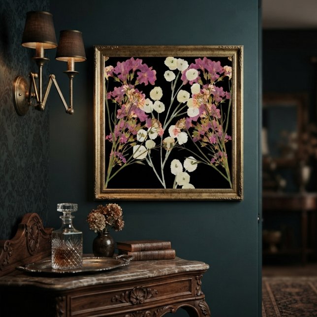 Poster Fleurs en papier pressé vintage foncé (Créateur téléchargé)