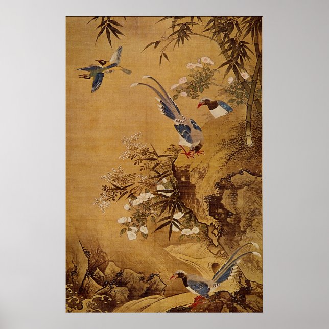 Poster Fleurs et Oiseau par Hsiao Yung (Devant)