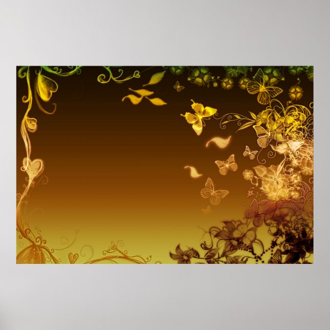 Poster Fleurs et papillons (Devant)