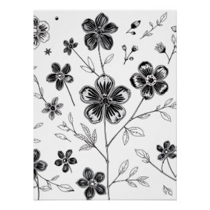 Poster Fleurs fines et Feuilles